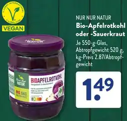 Aldi Süd NUR NUR NATUR Bio-Apfelrotkohl oder Sauerkraut Angebot