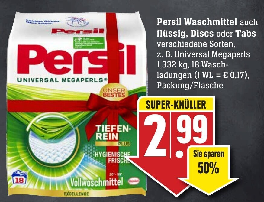 Persil Waschmittel auch flüssig, Discs oder Tabs Angebot bei Edeka Neukauf
