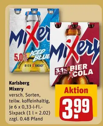 REWE Karlsberg mixery iced blue oder mixery bier cola Angebot