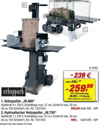 toom Baumarkt scheppach 2. Hydraulischer Holzspalter,,HL730" Angebot