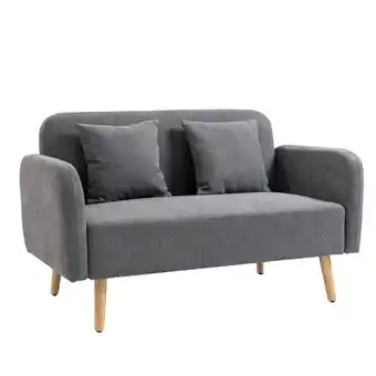 Netto Marken-Discount HOMCOM Doppelsofa mit Kissen und Anti-Rutsch Beinen 130B x 70T x 80H cm Angebot