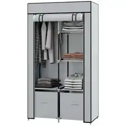 Netto Marken-Discount HOMCOM Stoffkleiderschrank mit Reißverschlusstüren grau 83L x 42,5B x 162,5Hcm Angebot