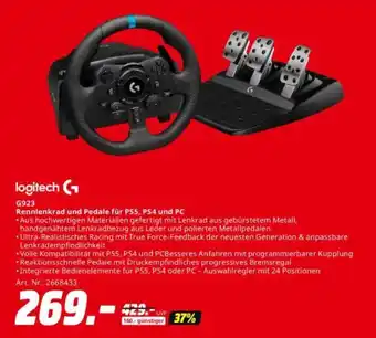 Saturn logitech Rennlenkrad und Pedale für PS5, PS4 und PC G923 Angebot