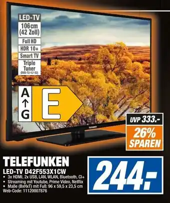 expert Octomedia Telefunken LED TV D42F553X1CW Angebot