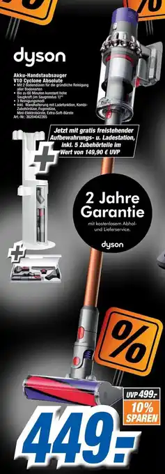 Expert Technomarkt Dyson Akku Handstaubsauger V10 Cyclone Absolute Angebot