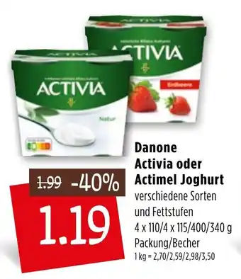 Kupsch Danone Activia oder Actimel Joghurt 4x110/4x115/400/340g Angebot