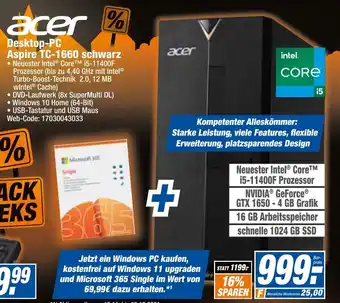 HEM Expert Acer Desktop PC Aspire TC 1660 schwarz Angebot