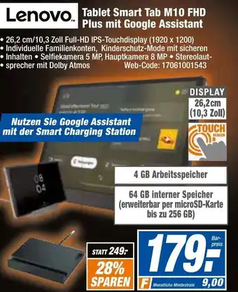 HEM Expert Lenovo Tablet Smart Tab M10 FHD Plus mit Google Assistant Angebot