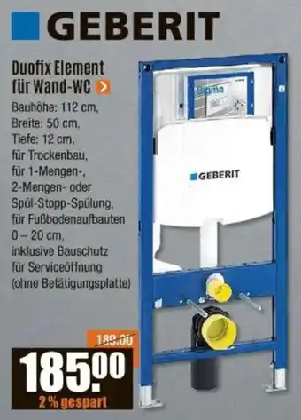 V Baumarkt GEBERIT Duofix Element für Wand-WC Angebot