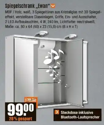 V Baumarkt Spiegelschrank ,,Ewan" Angebot