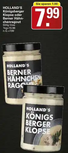 WEZ HOLLAND'S Königsberger Klopse oder Berner Hähnchenragout Angebot