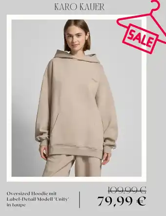 Peek & Cloppenburg KARO KAUER Oversized Hoodie mit Label-Detail Modell 'Unity' in taupe Angebot