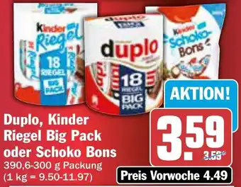 AEZ Duplo, Kinder Riegel Big Pack oder Schoko Bons Angebot