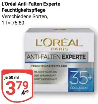 Globus L'Oréal Anti-Falten Experte Feuchtigkeitspflege Angebot