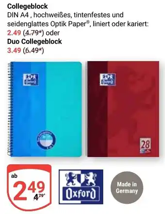 Globus Oxford Collegeblock Angebot