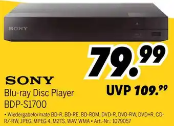 MEDIMAX SONY Blu-ray Disc Player BDP-S1700 Angebot