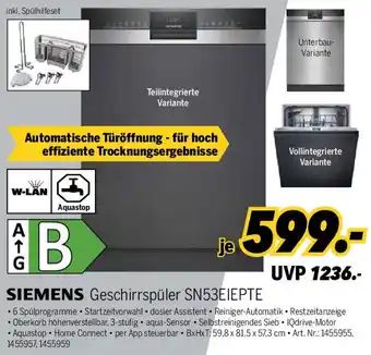 MEDIMAX SIEMENS Geschirrspüler SN53EIEPTE Angebot