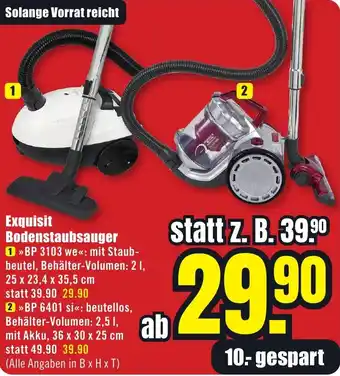 B1 Discount Baumarkt Exquisit Bodenstaubsauger Angebot