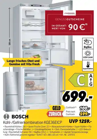 MEDIMAX Bosch kühl-/gefrierkombination kge36eicp Angebot