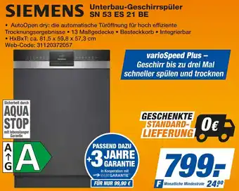 expert Techno Land SIEMENS Unterbau-Geschirrspüler SN 53 ES 21 BE Angebot