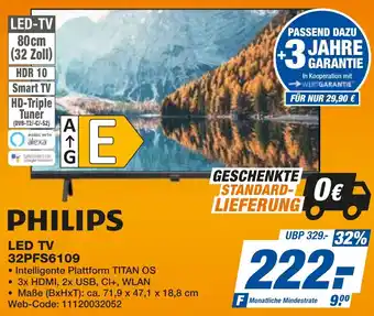 expert Techno Land PHILIPS LED TV 32PFS6109 Angebot