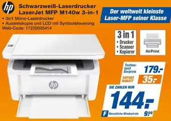 expert Techno Land hp Schwarzweiß-Laserdrucker LaserJet MFP M140w 3-in-1 Angebot