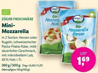 Biomarkt ZÜGER FRISCHKÄSE Mini Mozzarella Angebot