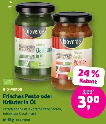 Biomarkt BIO-VERDE Frisches Pesto oder Kräuter in Öl Angebot