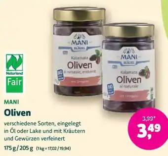 Biomarkt MANI Oliven Angebot