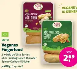 Biomarkt SOTO Veganes Fingerfood Angebot