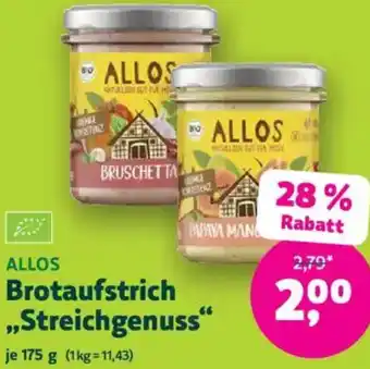 Biomarkt ALLOS Brotaufstrich ,,Streichgenuss" Angebot