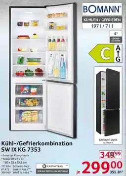 Selgros BOMANN Kühl-/Gefrierkombination SW IX KG 7353 Angebot