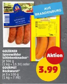 PENNY GOLBENER Spreewälder Schinkenknacker oder GOURMET Bockwurst Angebot