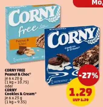 PENNY CORNY FREE Peanut & Choc oder Cookies & Cream Angebot