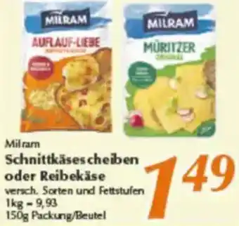 inkoop Milram Schnittkäsescheiben oder Reibekäse Angebot