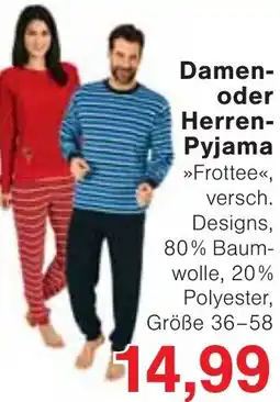 Wiglo Wunderland Damen oder Herren Pyjama Angebot