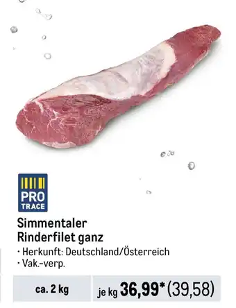 METRO Simmentaler Rinderfilet ganz Angebot