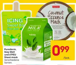 Rusta Purederm, stay well und a'pieu sheet mask Angebot