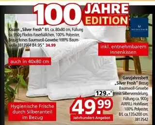 Segmüller Billerbeck kissen silver fresh oder ganzjahresbett „silver fresh“ Angebot