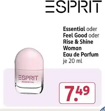 Rossmann Esprit essential oder feel good oder rise & shine woman eau de parfum Angebot