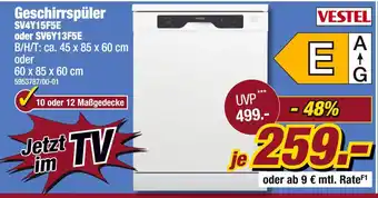 Poco Vestel geschirrspüler sv4y15f5e oder sv6y13f5e Angebot