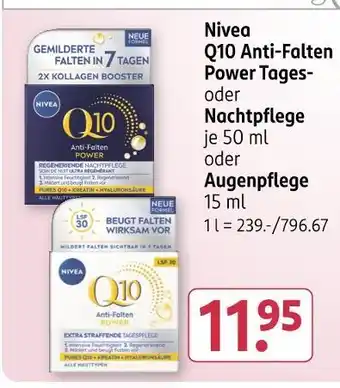 Rossmann Nivea q10 anti-falten power tages- oder nachtpflege oder augenpflege Angebot