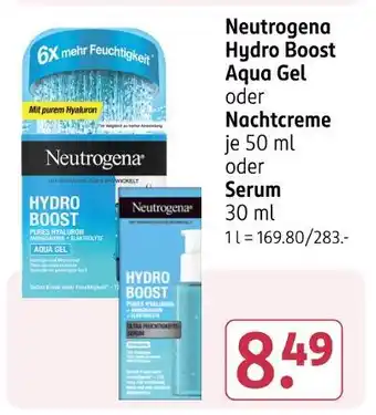 Rossmann Neutrogena hydro boost aqua gel, nachtcreme oder serum Angebot