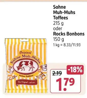 Rossmann Sahne muh-muhs toffees oder rocks bonbons Angebot