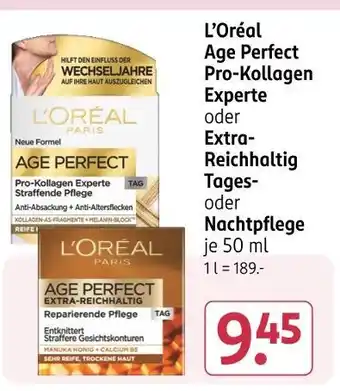 Rossmann L'oréal paris age perfect pro-kollagen experte oder extra-reichhaltig tages- oder nachtpflege Angebot