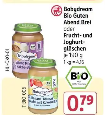 Rossmann Babydream bio guten abend brei oder frucht- und joghurtgläschen Angebot