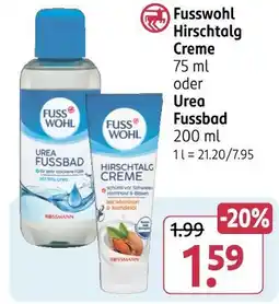 Rossmann Fusswohl hirschtalg creme oder urea fussbad Angebot