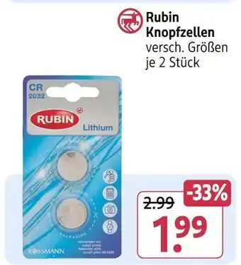 Rossmann Rubin knopfzellen Angebot