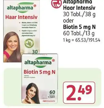 Rossmann Altapharma haar intensiv oder biotin 5 mg n Angebot