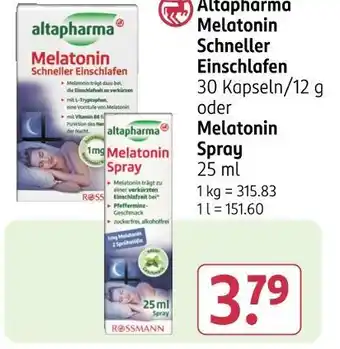 Rossmann Altapharma melatonin schneller einschlafen oder melatonin spray Angebot